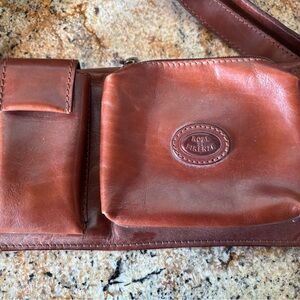 Italian NWOT vintage collectible brown leather waist bag or crossbody